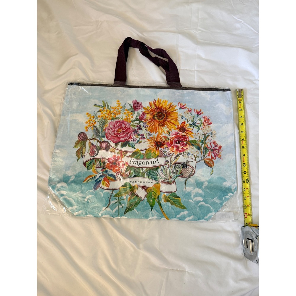 Fragonard Fleur de Ville Large Tote Bag Blue Cloud Sunflower Large Shopper NWT